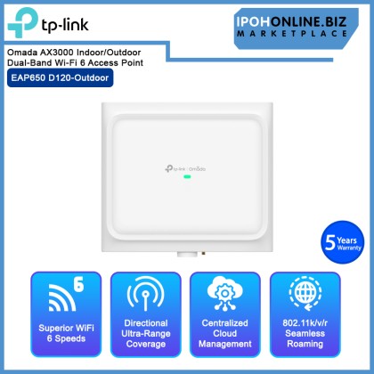 TP-LINK EAP650 D120-OutdoorOmada AX3000 Indoor/Outdoor Dual-Band Wi-Fi 6 Access Point